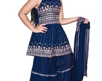 Girls Multicolour Sharara, Salwar Kameez, Pakistani Kids Wear, Girls Ethnic Wear,Sharara Kids Wear, Girls Sharara, Kids Wear, Salwar Suit