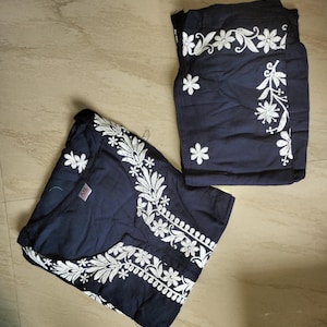 Beautiful Lucknowi Georgette Handmade Chikankari Fancy Allover Work style Kurti For Women Embroidered Kurti With Cotton Pant