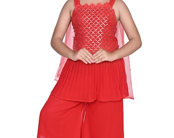 Exclusive Multicolored Kurta set for Girls, 3 pc Kurta Sharara set / Daughter Dresses for Kids Readymade, Beautiful suits for kids