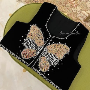 Women  handcrafted work zari embroidery vest coat , velvet waist coat