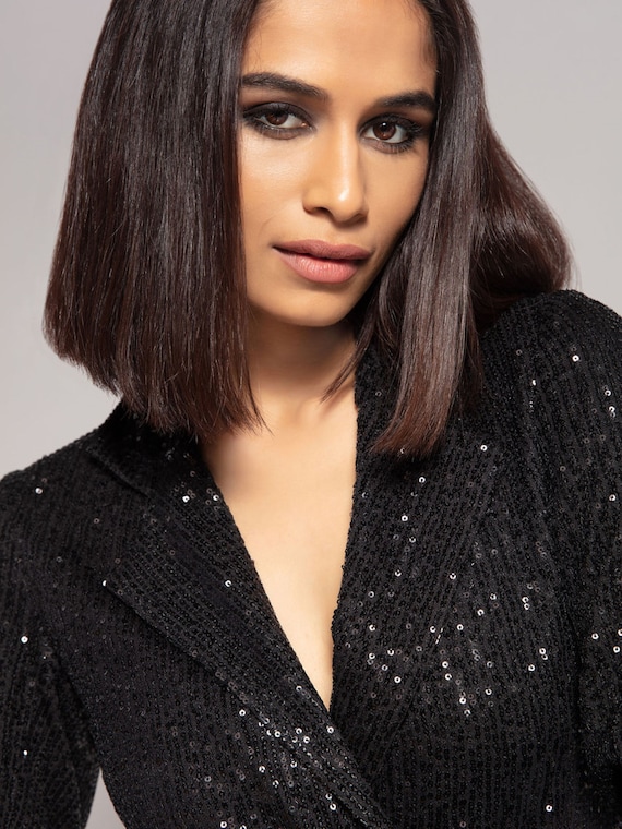Buy Sequin Blazer Dress Black New Year's Eve Dress, Fun Sequin