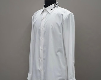 White Cotton Blouse: Handwork Embroidery Party Shirt