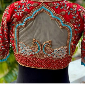 Made for order pure Zardosi peacock work maggam southindian style Bridal blouse