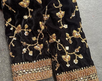 Black 9000 velvet handwork Indian lehenga blouse |Hand-Embroidered | Shop USA