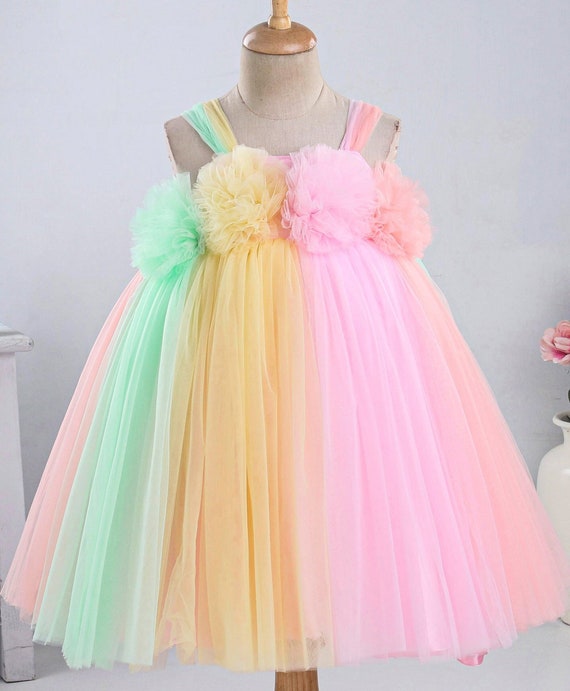 2021new Girls Princess Dress 12months -7years Sweet Baby Net Yarn Dots  Solid Puff-sleeves Fluffy Dress Kids Birthday Party Gown - Girls Party  Dresses - AliExpress