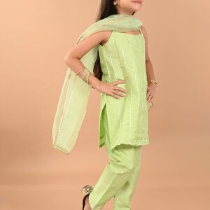 Gota Patti Embellished Sleeveless Kurta Palazzo Set with Dupatta
