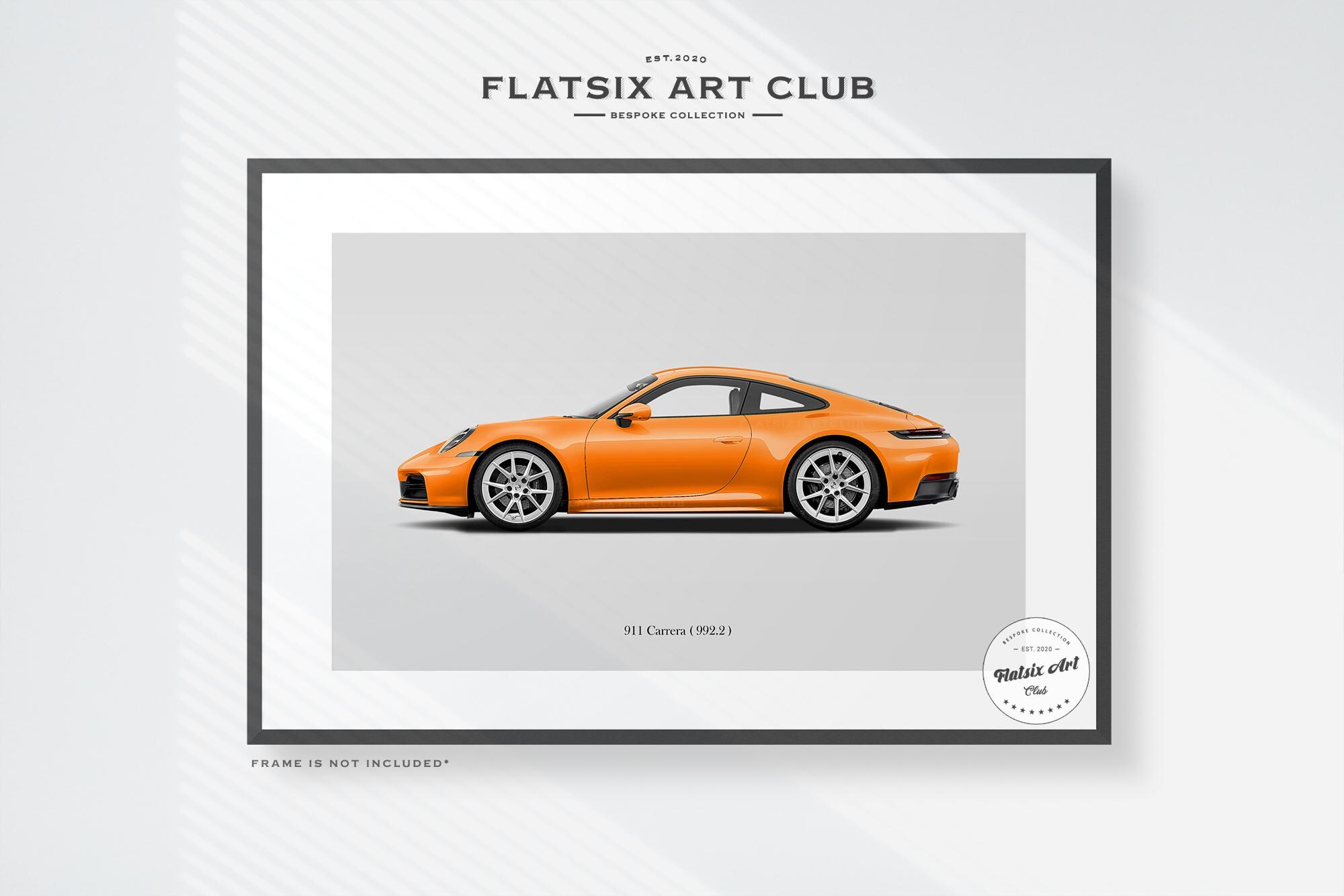 Porsche (992.2) 911 Carrera Sketched Wall Art - Multi-colour