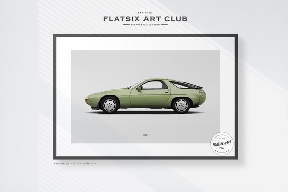 Porsche 928 Sketched Wall Art - Multi-colour Automotive Art Print