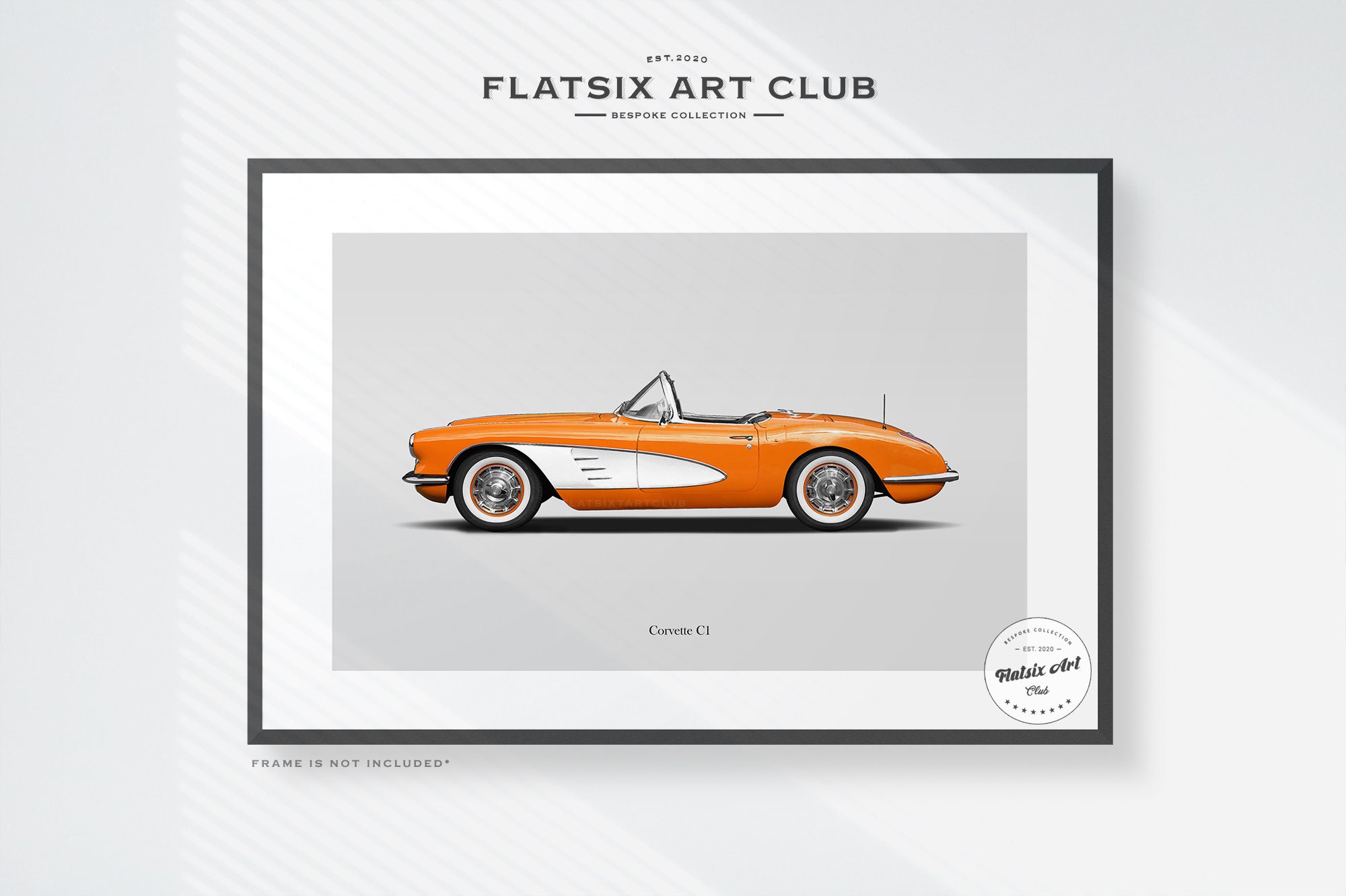 Chevrolet Corvette C1 Sketched Wall Art - Multi-colour Automotive