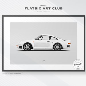 Porsche 959 Sketched Wall Art - Multi-colour Automotive Art Print - Car Poster Illustration
