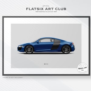 Audi R8 V10 Sketched Wall Art - Multi-colour Automotive Art Print - Car Poster Illustration