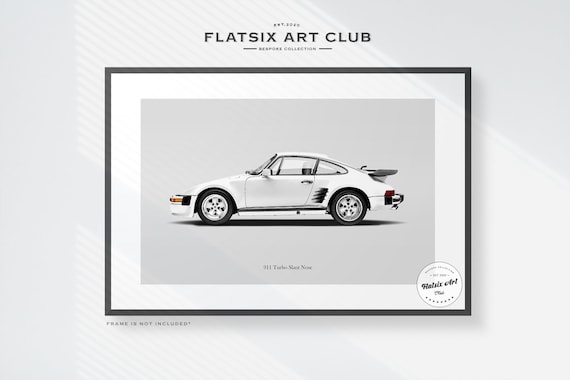 Porsche 930 Turbo Slant Nose Sketched Art Print: Automotive Car