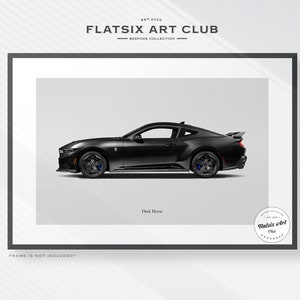 Arte mural esbozado del Ford Mustang (Dark Horse): impresión artística automotriz multicolor: ilustración de póster de automóvil