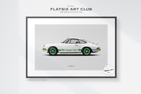 Porsche 911 Carrera RS 2.7 Sketched Art Print: Automotive Car