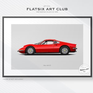 Ferrari Dino 246 GT Sketched Wall Art - Automotive Art Print - Car Poster Illustration