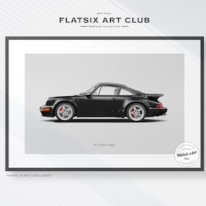 Porsche 964 Turbo Sketched Wall Art - Multi-colour Automotive Art Print - Car Poster Illustration