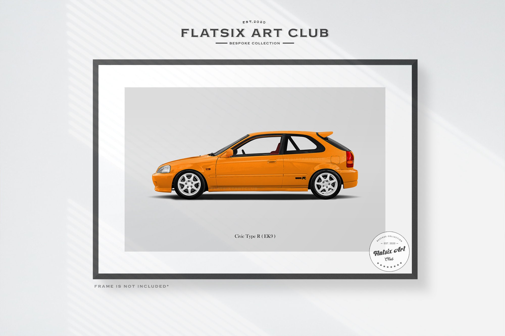 Honda Civic Type R (EK9) Sketched Art Print: Automotive Car Poster