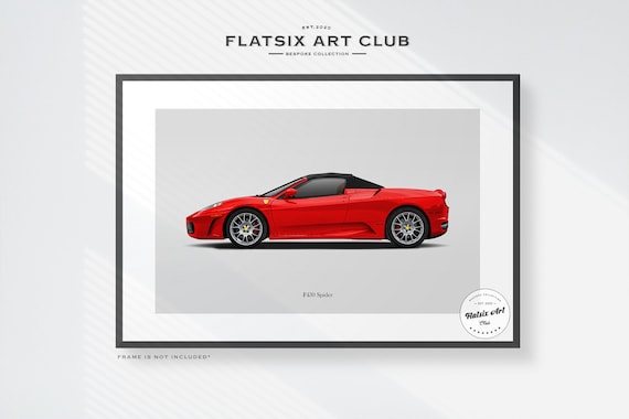 Ferrari F430 Spider Sketched Wall Art - Multi-colour Automotive