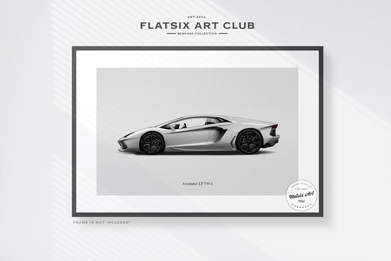 Lamborghini Aventador LP700-4 Sketched Wall Art - Car Poster