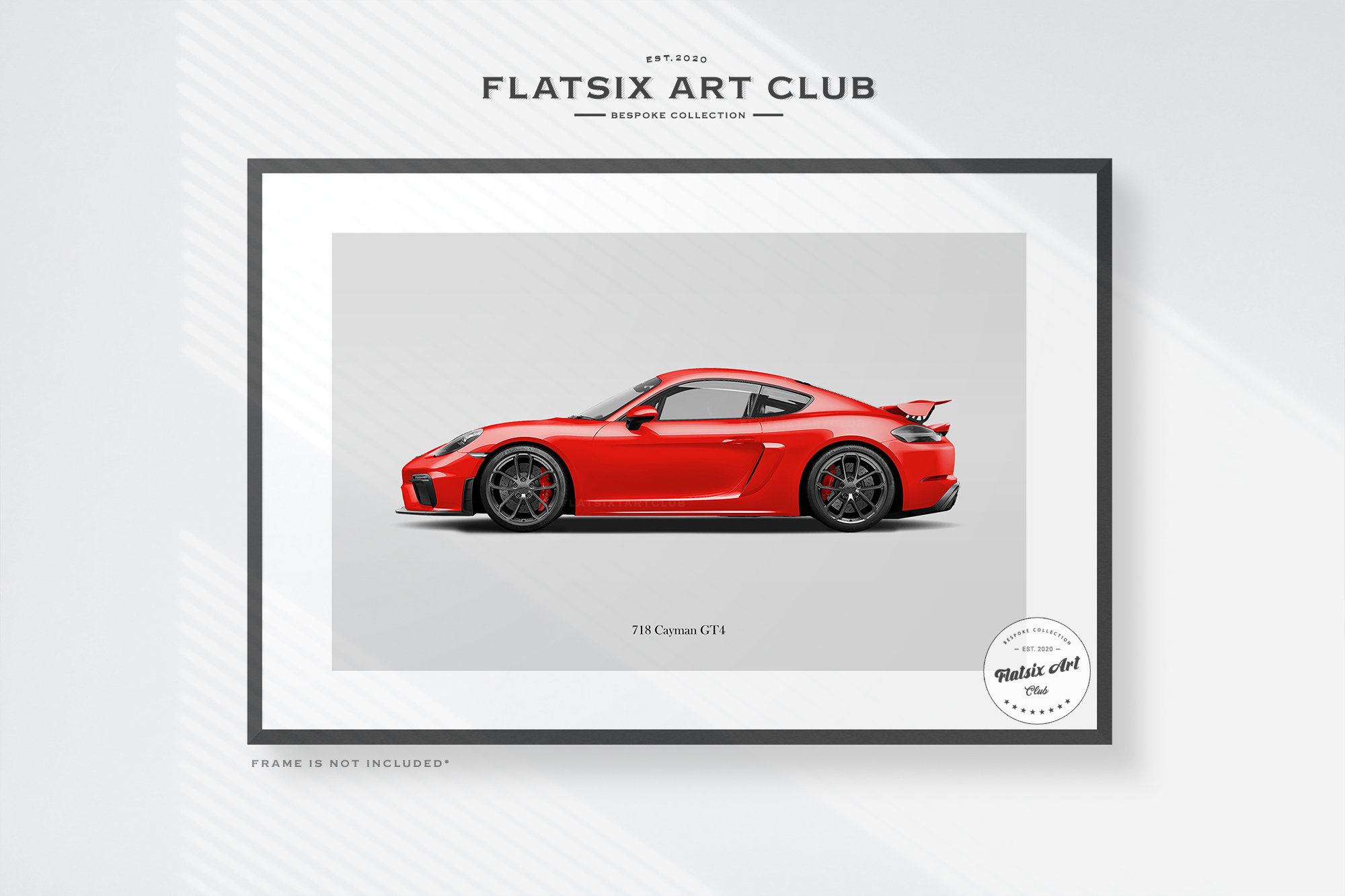 Porsche 718 Cayman GT4 Sketched Wall Art - Multi-colour Automotive