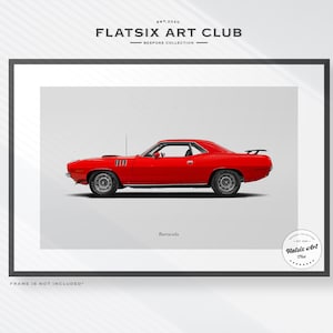 Plymouth Barracuda Sketched Wall Art - Multi-colour Automotive Art Print - Car Poster Illustration