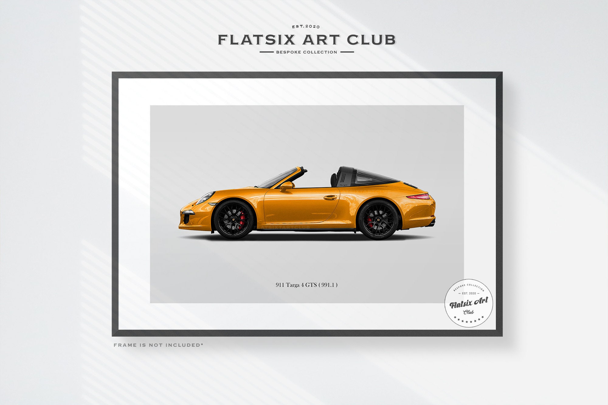 Porsche 911 Targa 4 GTS (991.1) Sketched Wall Art - Multi-colour 