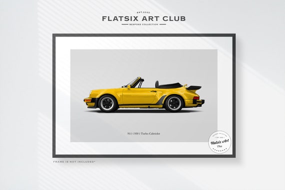 Porsche 930 Turbo Cabriolet Sketched Wall Art - Multi-colour