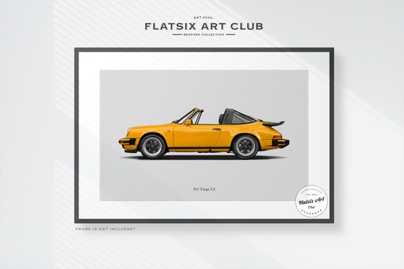 Porsche 911 Targa 3.2 Sketched Wall Art - Multi-colour Automotive 