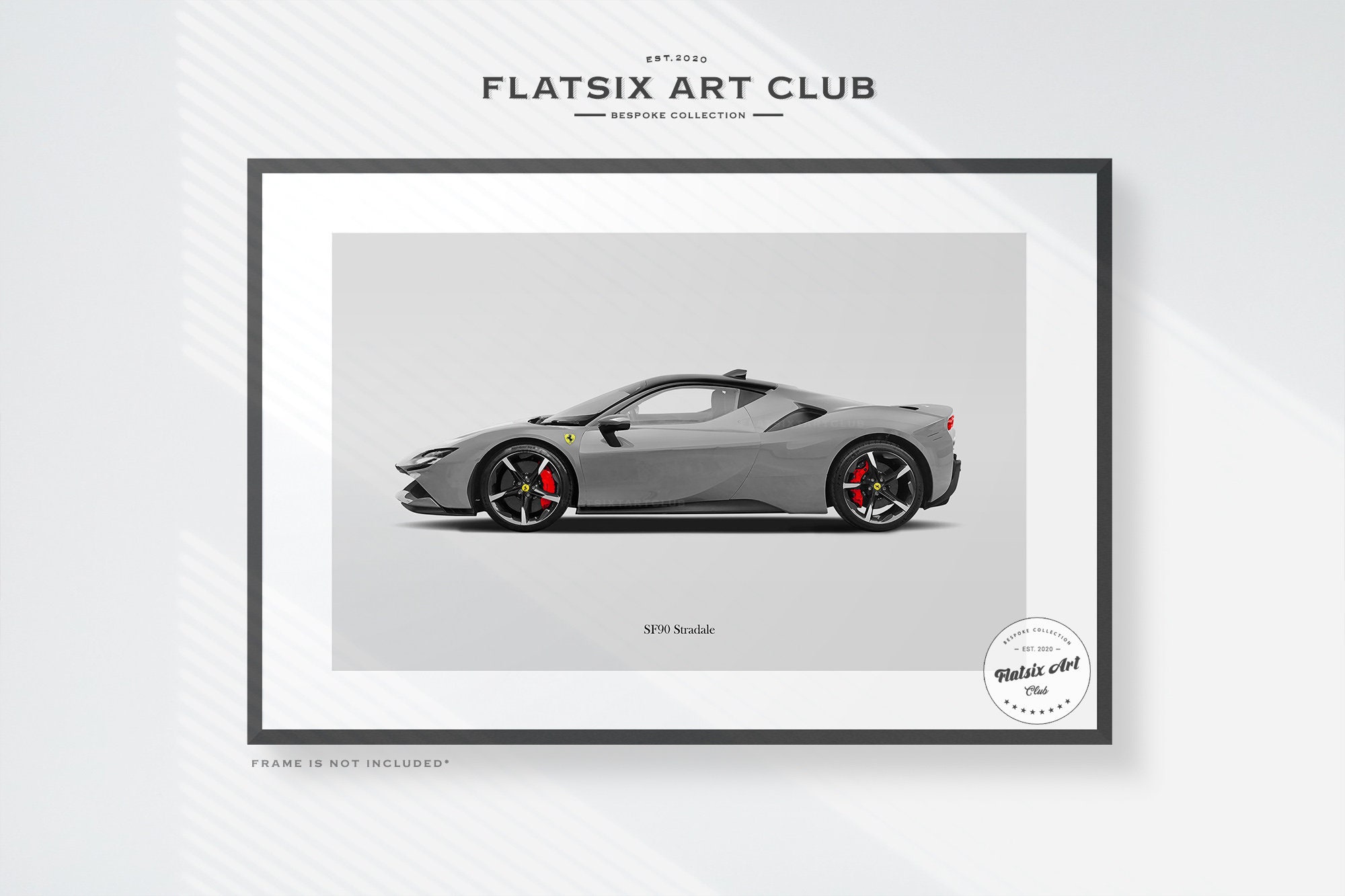 Ferrari SF90 Stradale Sketched Wall Art - Multi-colour Automotive