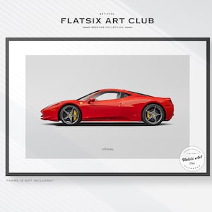 Ferrari 458 Italia Sketched Wall Art - Multi-colour Automotive Art Print - Car Poster Illustration