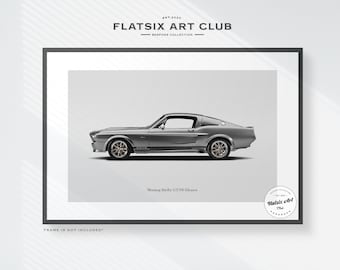 Shelby GT500 "Eleanor" Sketched Art Print: Ford Mustang Gone in 60 seconds Poster