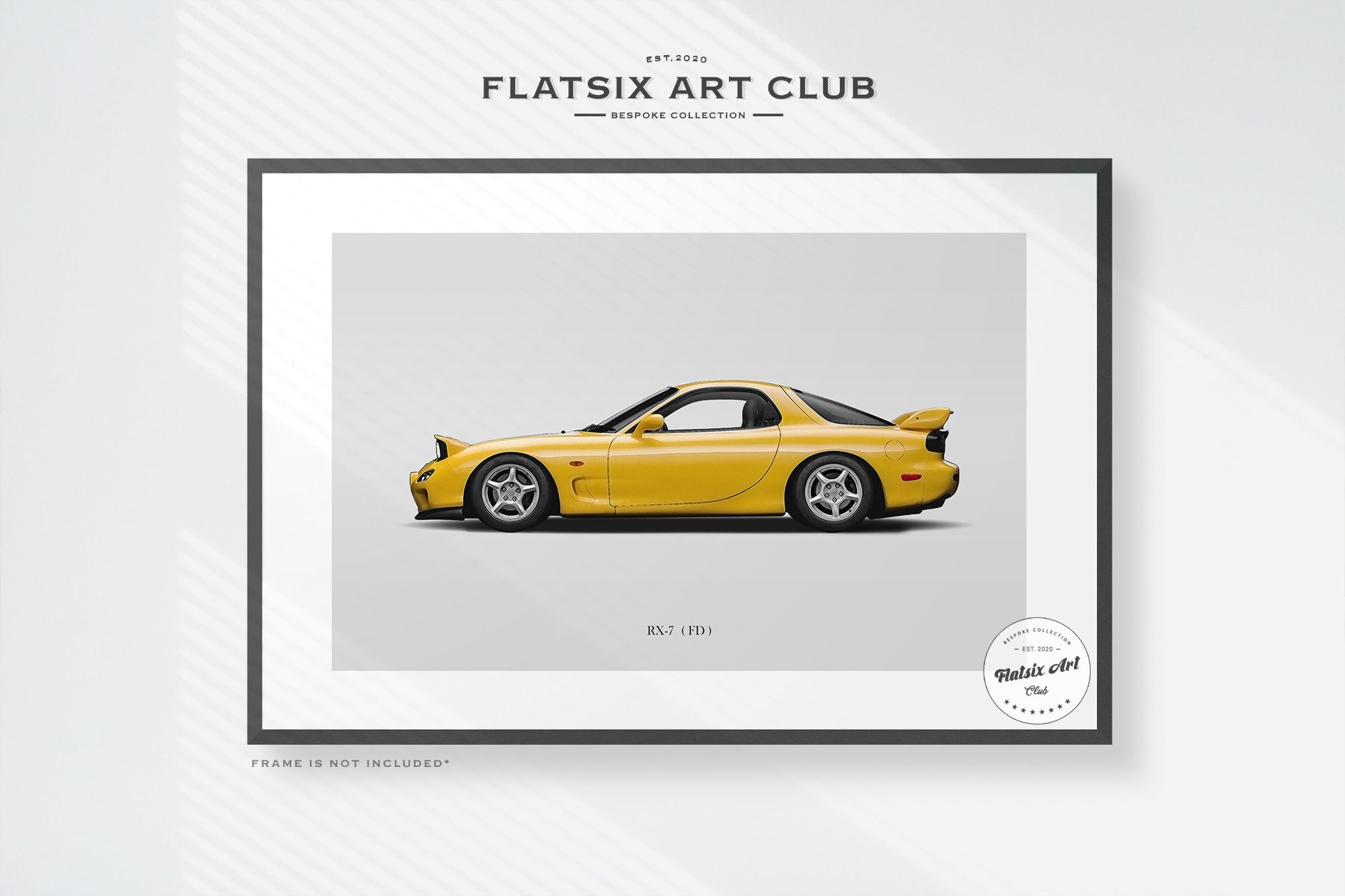 Mazda RX-7 (FD) Sketched Wall Art - Multi-colour Automotive Art