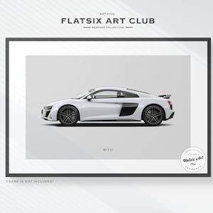 Audi R8 V10 (2nd Gen) Sketched Art Print: Automotive Car Illustration