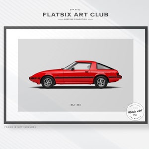Mazda RX-7 (FB) Sketched Wall Art - Multi-colour Automotive Art Print - Car Poster Illustration