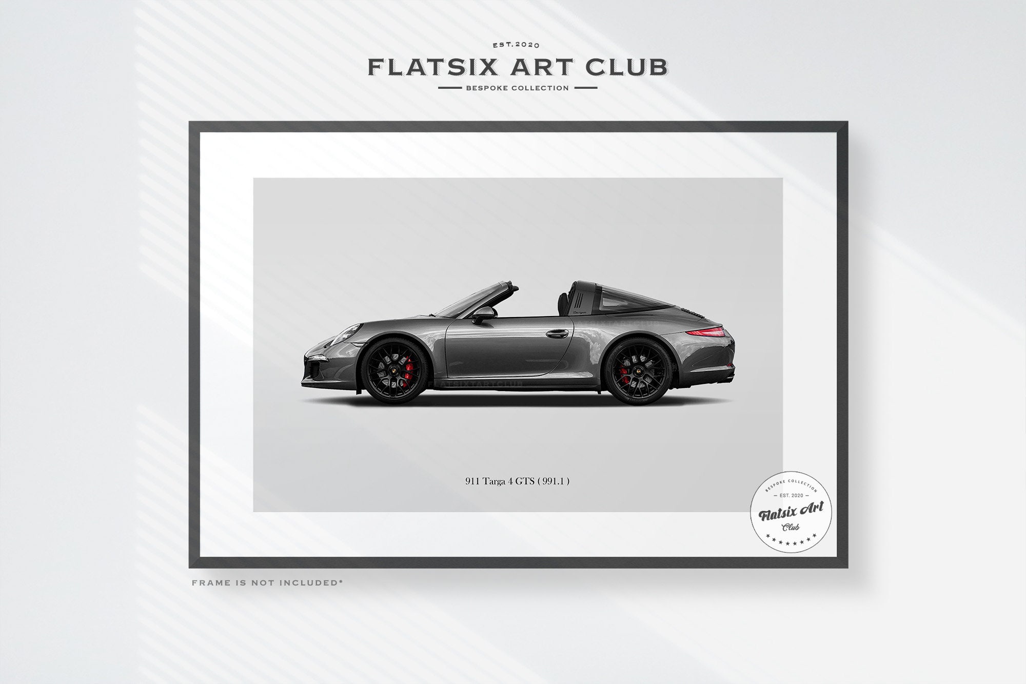 Porsche 911 (991.1) Targa 4 GTS Sketched Art Print: Automotive Car