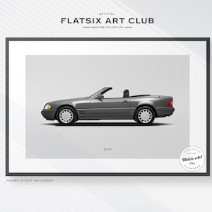 May include: A gray Mercedes-Benz SL 500 convertible car, with the text "Flatsix Art Club" and "Bespoke Collection" above the car, and "SL 500" below the car. The text "Frame is not included" is at the bottom of the image.