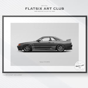 Nissan GT-R R32 Sketched Wall Art - Multi-colour Automotive Art Print - Car Poster Illustration