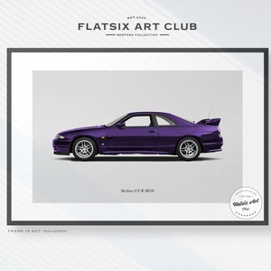 Nissan GT-R R33 Sketched Wall Art - Multi-colour Automotive Art Print - Car Poster Illustration