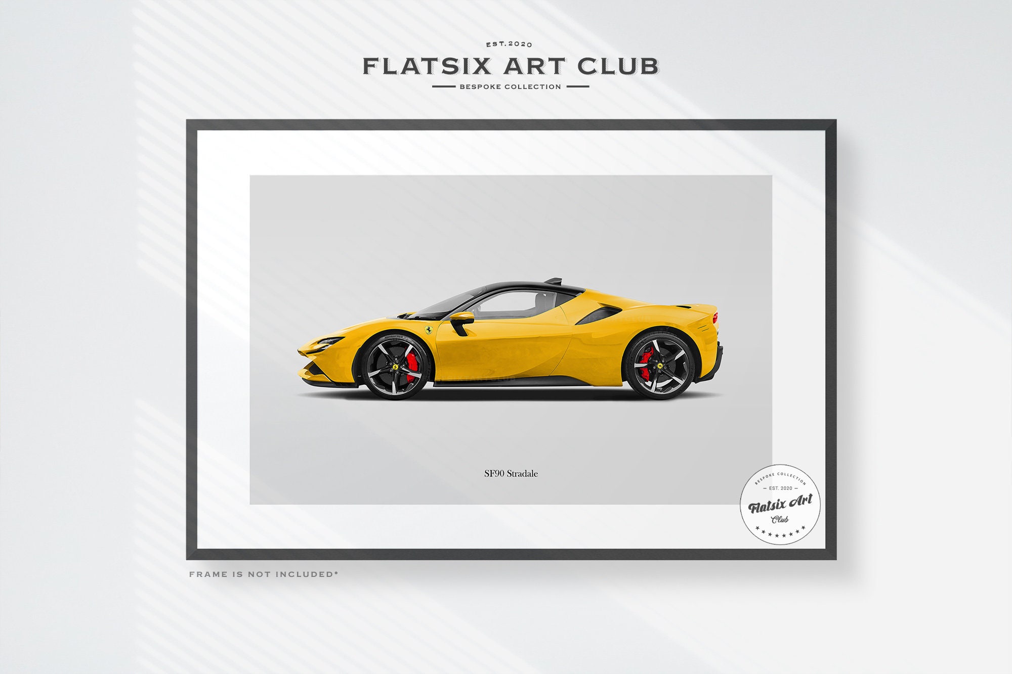 Ferrari SF90 Stradale Sketched Wall Art - Multi-colour Automotive