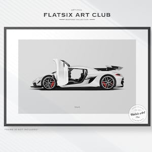 Koenigsegg Jesko Attack Sketched Wall Art - Multi-colour Automotive Art Print - Car Poster Illustration