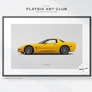 Croquis d'art mural Chevrolet Corvette C5 - impression d'art automobile multicolore - illustration d'affiche de voiture