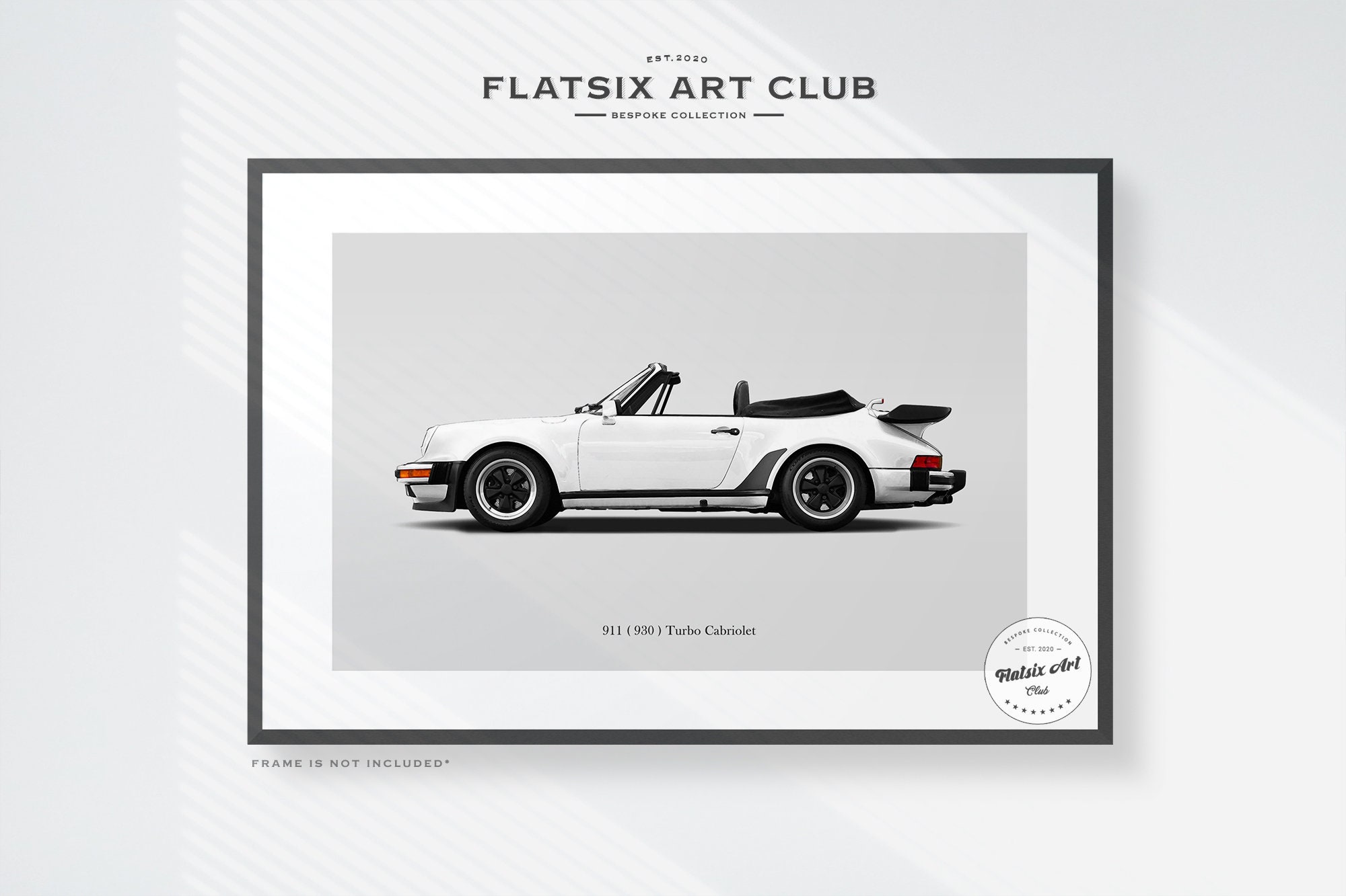 Porsche 930 Turbo Cabriolet Sketched Wall Art - Multi-colour