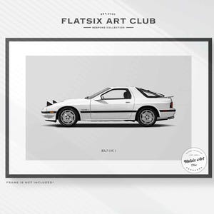 Mazda RX-7 (FC) Sketched Wall Art - Multi-colour Automotive Art Print - Car Poster Illustration for Man Cave and Garage Decor