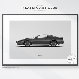 Pontiac Firebird Trans-Am &quot;K.I.T.T.&quot; Sketched Wall Art - Knight Rider Automotive Art Print - Car Poster Illustration - Movie Cars