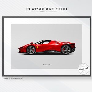 Ferrari Daytona SP3 Sketched Wall Art - Multi-colour Automotive Art Print - Car Poster Illustration