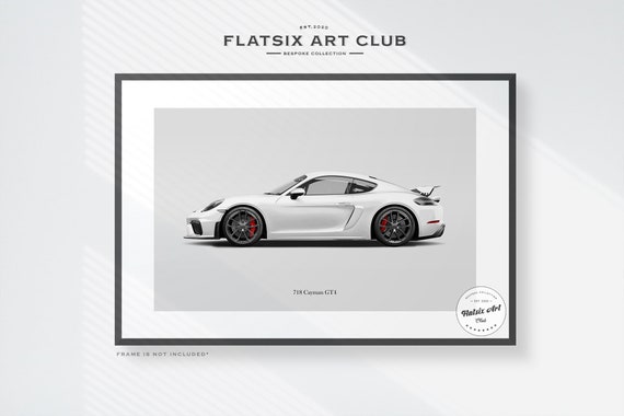 Porsche 718 Cayman GT4 Sketched Wall Art - Multi-colour Automotive