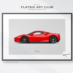 Ferrari F8 Tributo Sketched Wall Art - Multi-colour Automotive Art Print - Car Poster Illustration
