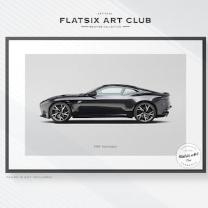 007 Aston Martin DBS Superleggera Sketched Wall Art - Multi-colour Automotive Art Print - James Bond Car Poster Illustration