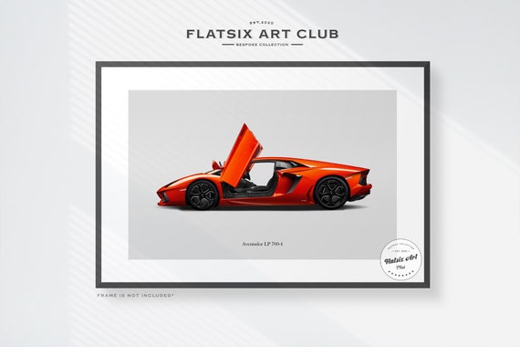 Lamborghini Aventador LP700-4 Sketched Wall Art - Car Poster