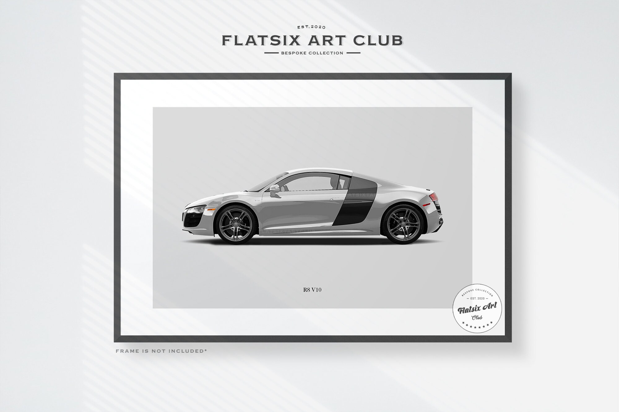 Audi R8 V10 Sketched Wall Art - Multi-colour Automotive Art Print